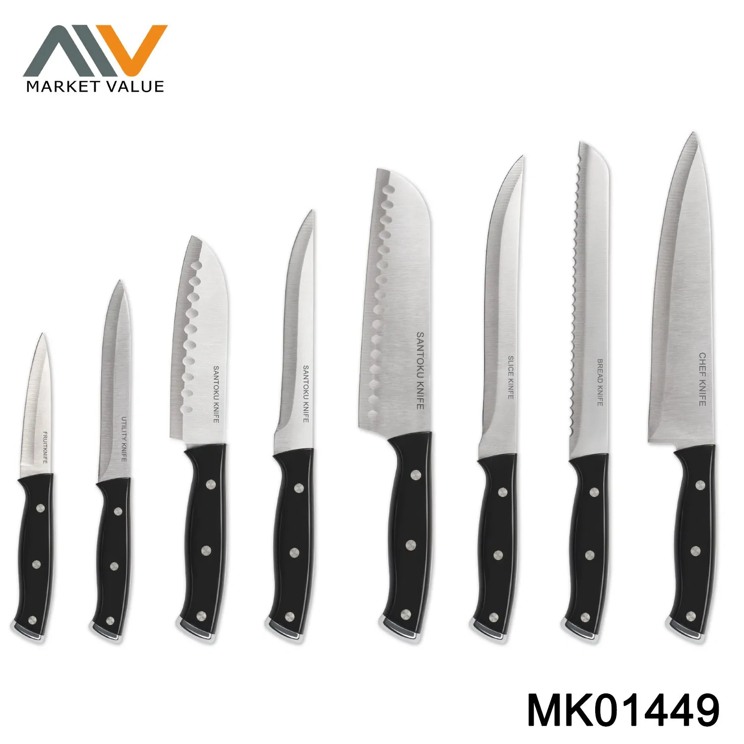 8PC Knife Set ABS Point handle