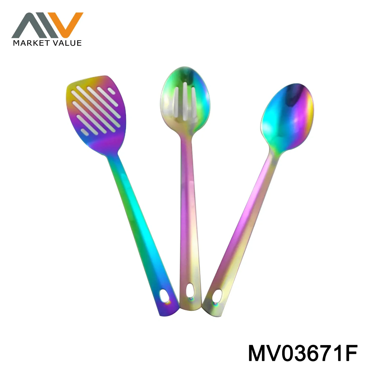 3PCS RAINBOW TITANIUM COATED SS KITCHEN TOOLS