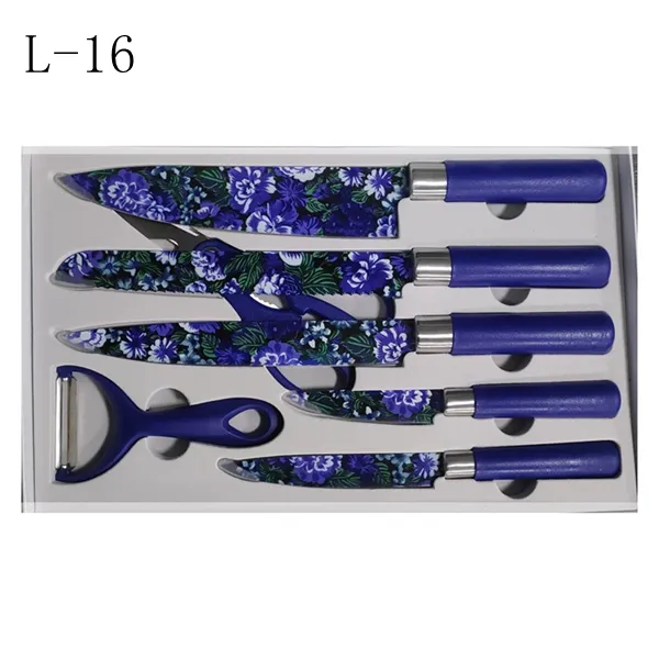 7Piece kitchen knife set in color box style 6