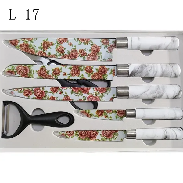 7Piece kitchen knife set in color box style 7