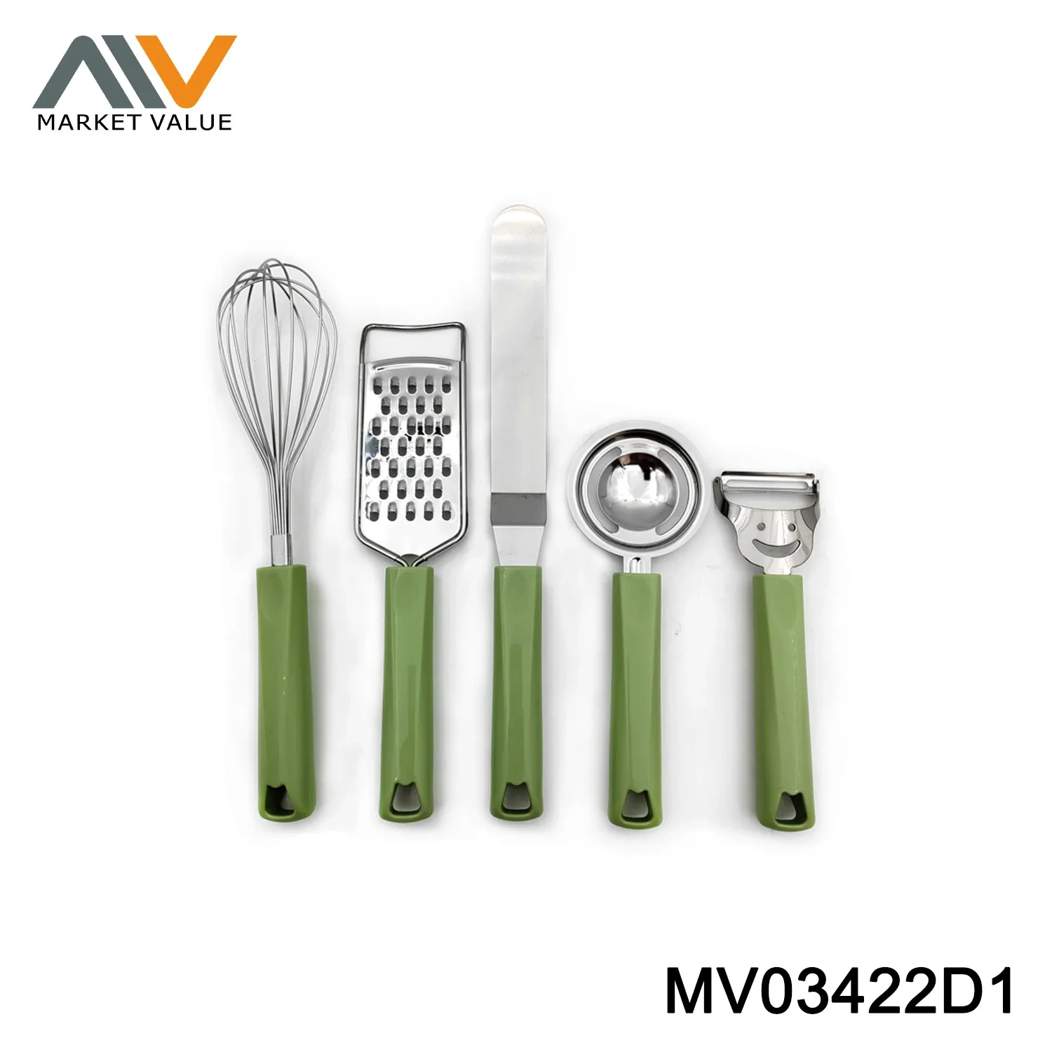 SETS OF 5PCS S.S KITCHEN TOOLS WITH PLASTIC HANDLE