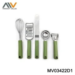SETS OF 5PCS S.S KITCHEN TOOLS WITH PLASTIC HANDLE