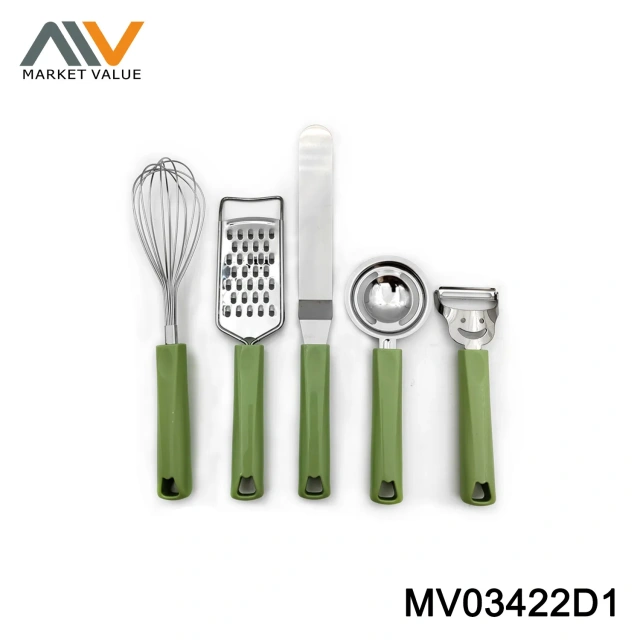 SETS OF 5PCS S.S KITCHEN TOOLS WITH PLASTIC HANDLE