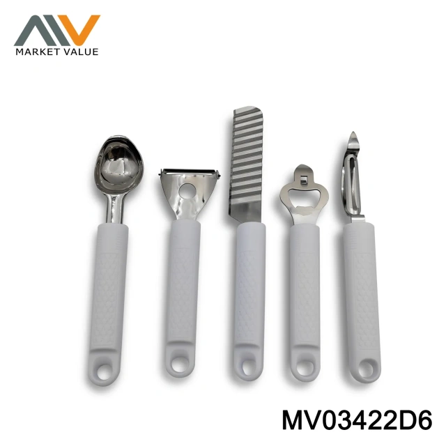 SETS OF 5PCS S.S KITCHEN TOOLS WITH PLASTIC HANDLE