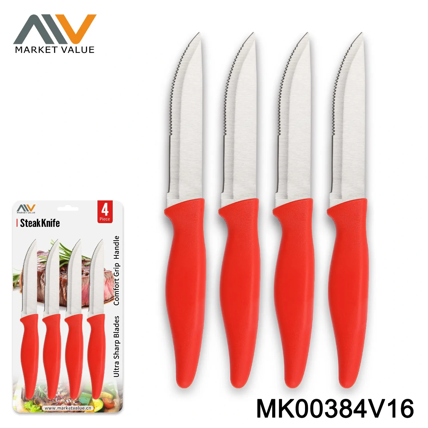 Set Of 4Pc Jumbo Steak Knife With PP Handle