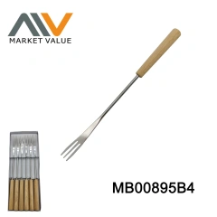 6PCS Plastic/wooden Handle BBQ Fondue Fork