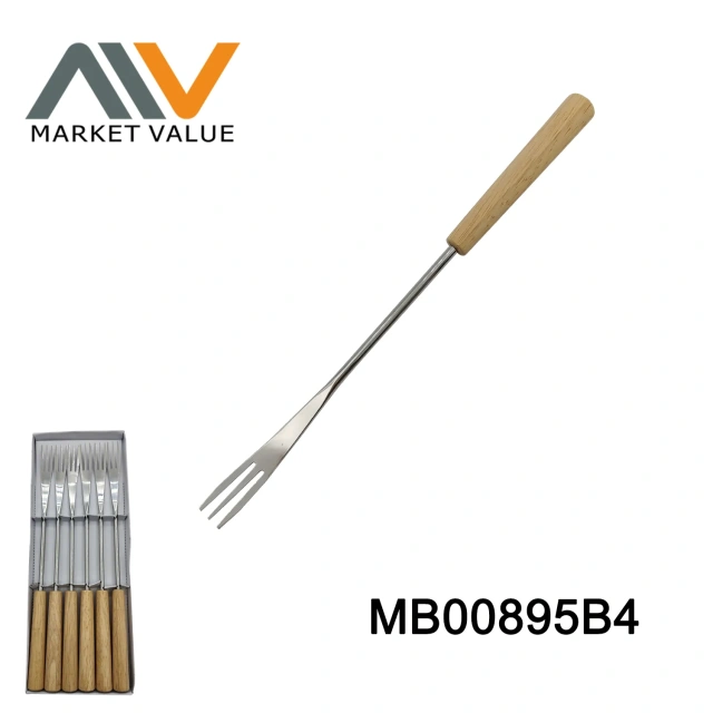 6PCS Plastic/wooden Handle BBQ Fondue Fork