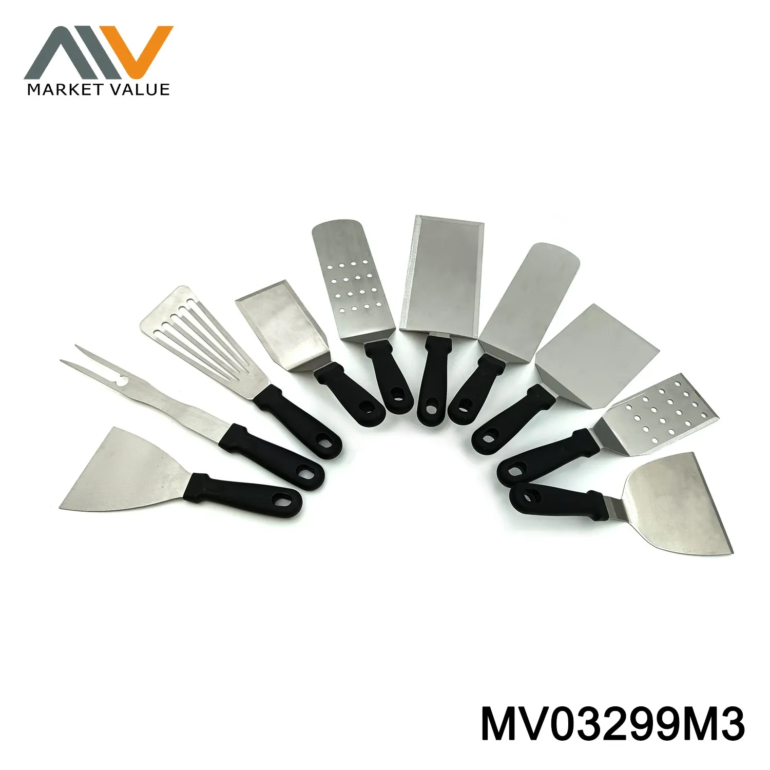 10PC SS Frying Shovel With plastic Handle