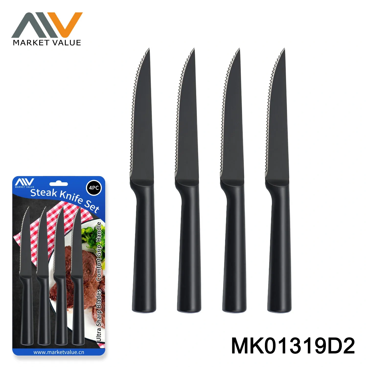 4PC 4.5" Steak Knife Hollow Handle with Non-Stick Coating