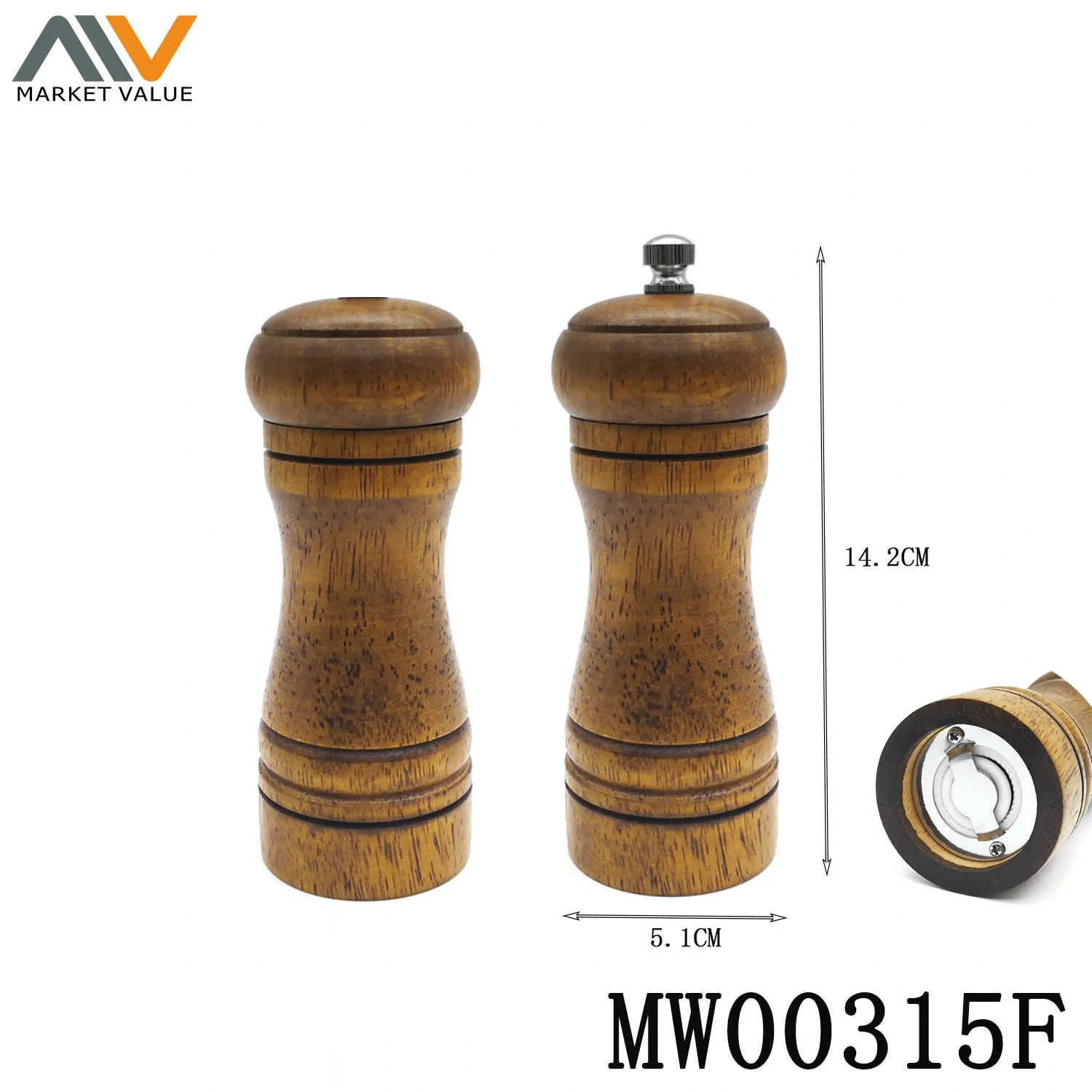 Rubber Wooden SALT with Pepper Mill PVC BOX