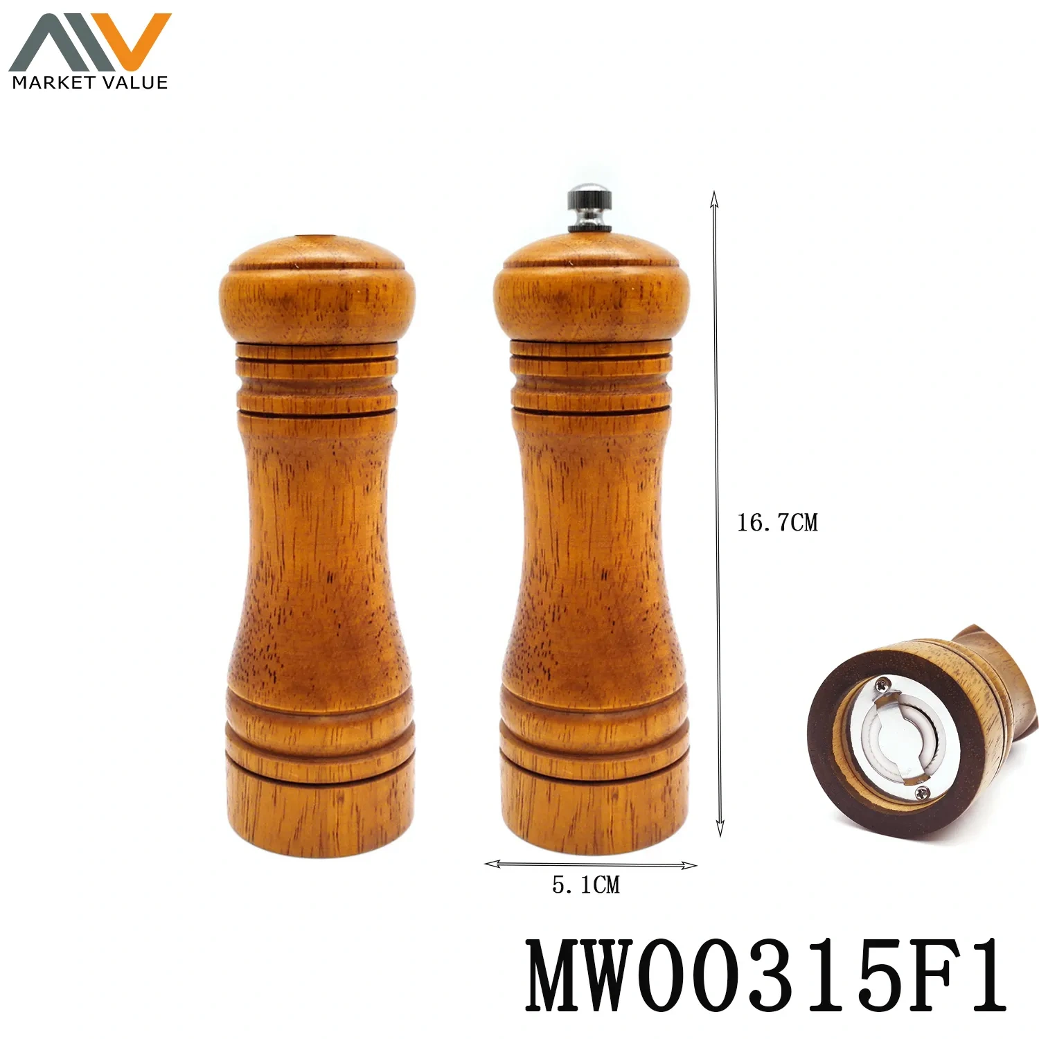 Rubber Wooden SALT with Pepper Mill PVC BOX