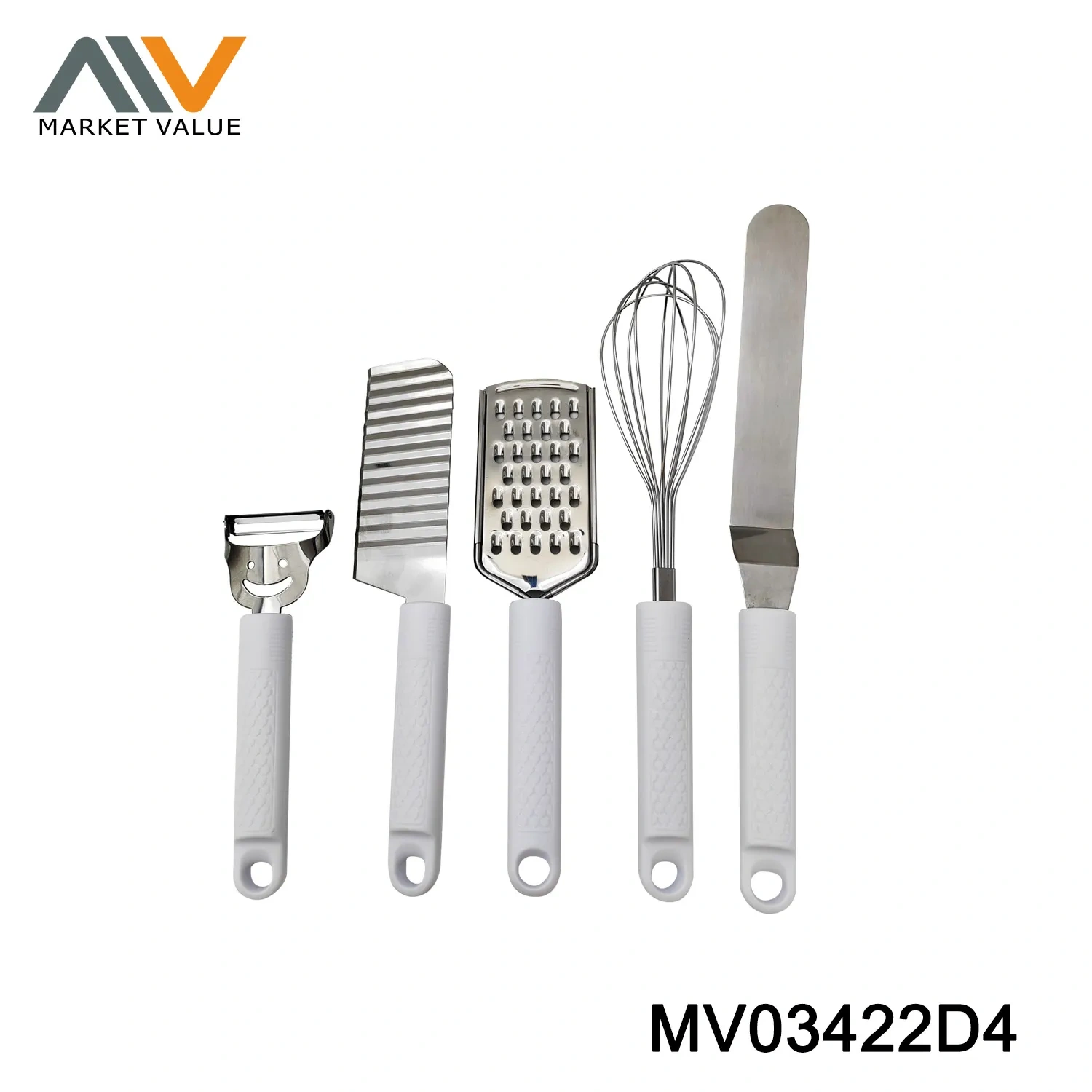 SETS OF 5PCS S.S KITCHEN TOOLS WITH PLASTIC HANDLE