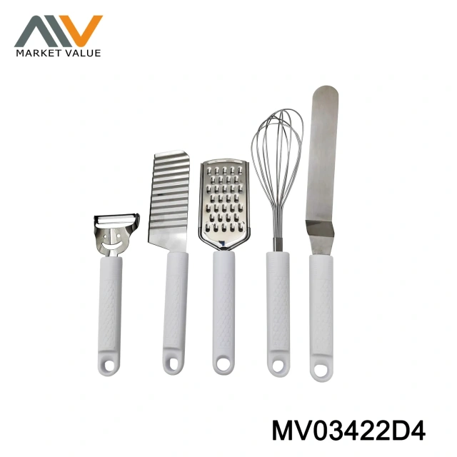 SETS OF 5PCS S.S KITCHEN TOOLS WITH PLASTIC HANDLE