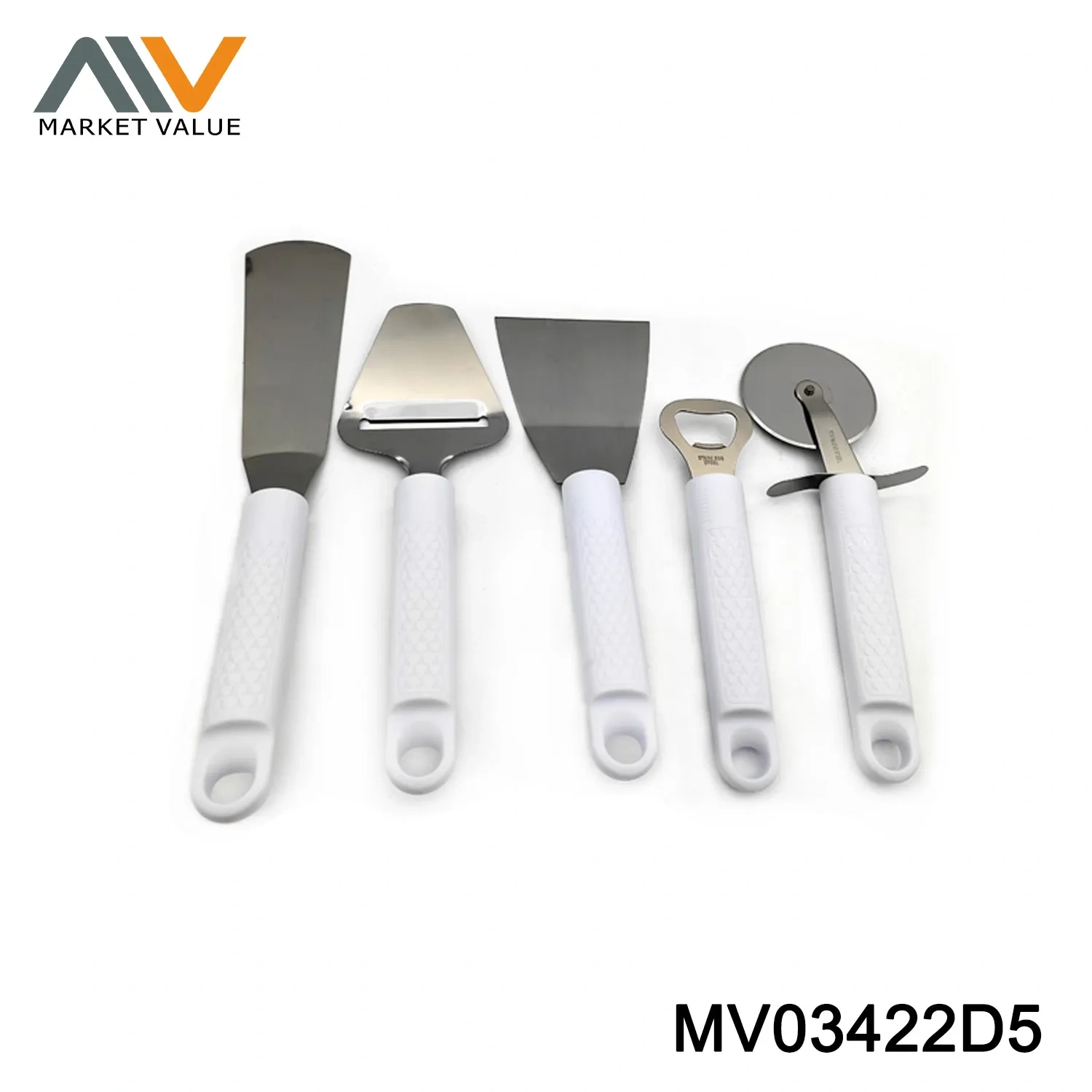 SETS OF 5PCS S.S KITCHEN TOOLS WITH PLASTIC HANDLE