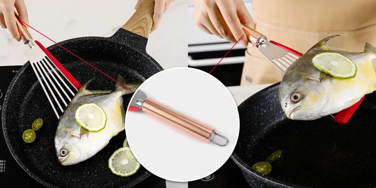 sliding under delicate fish fillets without breaking them