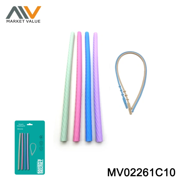4PCS Silicone Stainless Steel Straws With Cleaning Brush