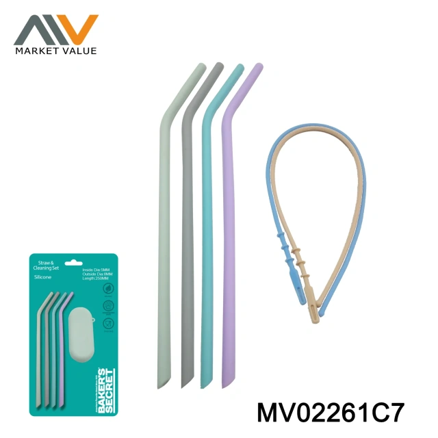 4PCS Silicone Stainless Steel Straws With Cleaning Brush