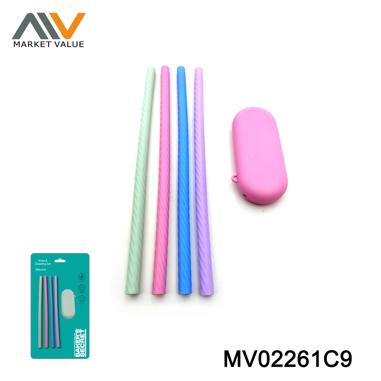 4PCS Silicone Stainless Steel Straws With Cleaning Brush
