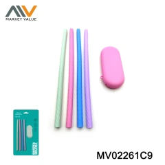 4PCS Silicone Stainless Steel Straws With Cleaning Brush