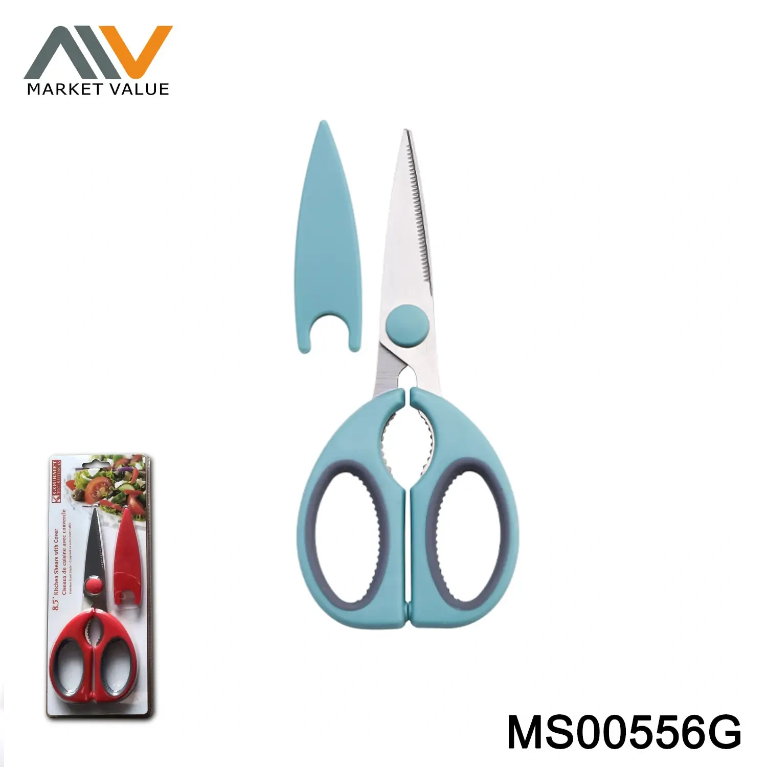 8.5" Stainless Steel Kitchen Scissors With Plastic Cover