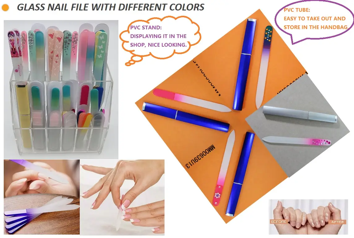 Transparent Glass Nail File with Stand