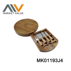 7PC Round Acacia Wooden Cheese Box