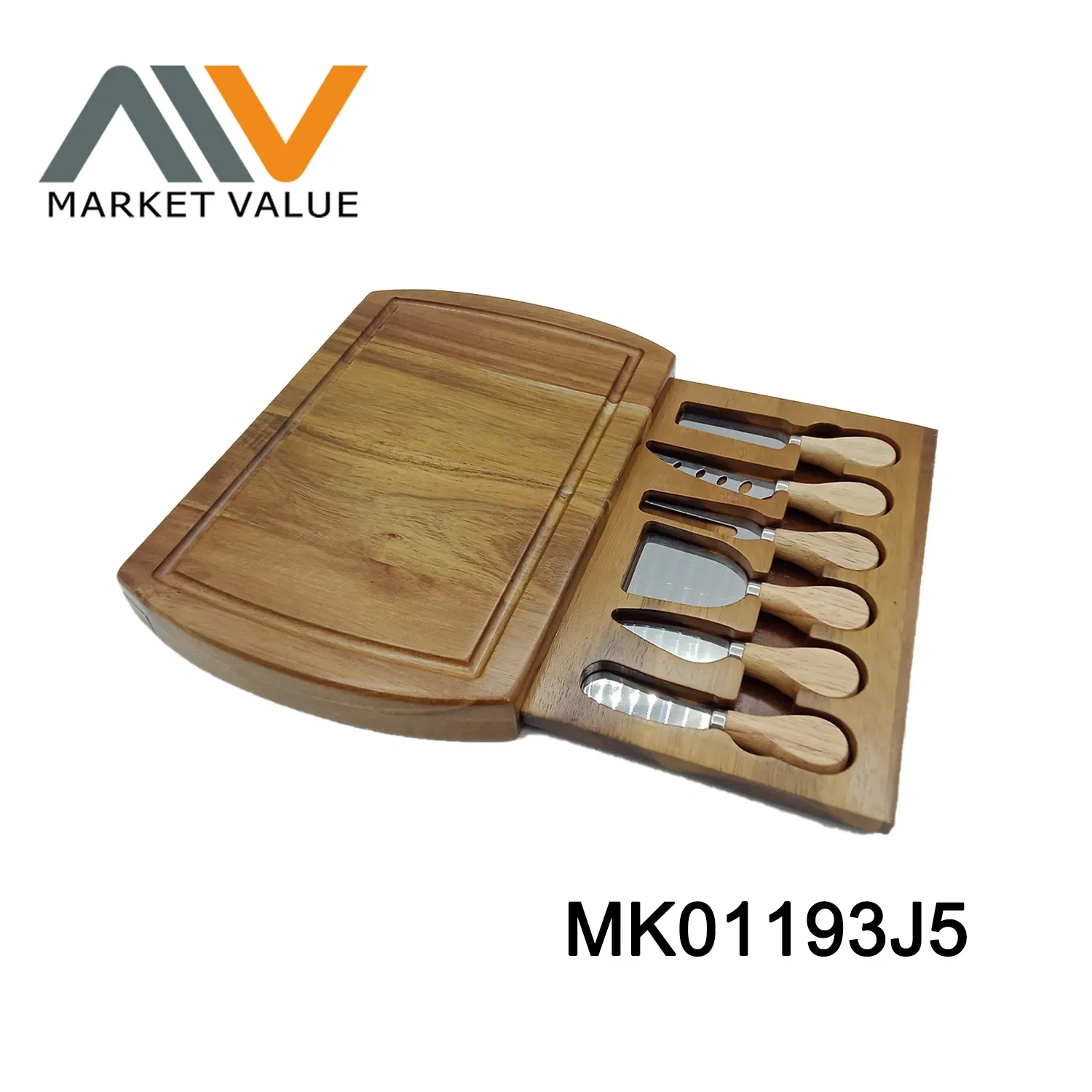 7PC Round Acacia Wooden Cheese Box