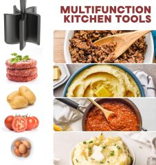 Meat Chopper for Hamburger, Premium Heat Resistant Masher and Smasher for Ground Beef, Ground Turkey and More, Nylon Ground Beef Chopper Tool and Meat Fork, Non Stick Mix Chopper