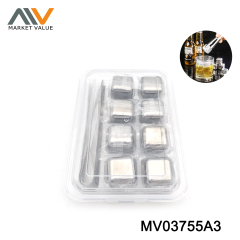 4/6/8PK Square S/S Ice Cubes Color Box
