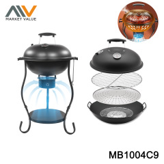 BBQ Charcoal Grill Enamel for Meat, Pizza, IN COLOUR BOX