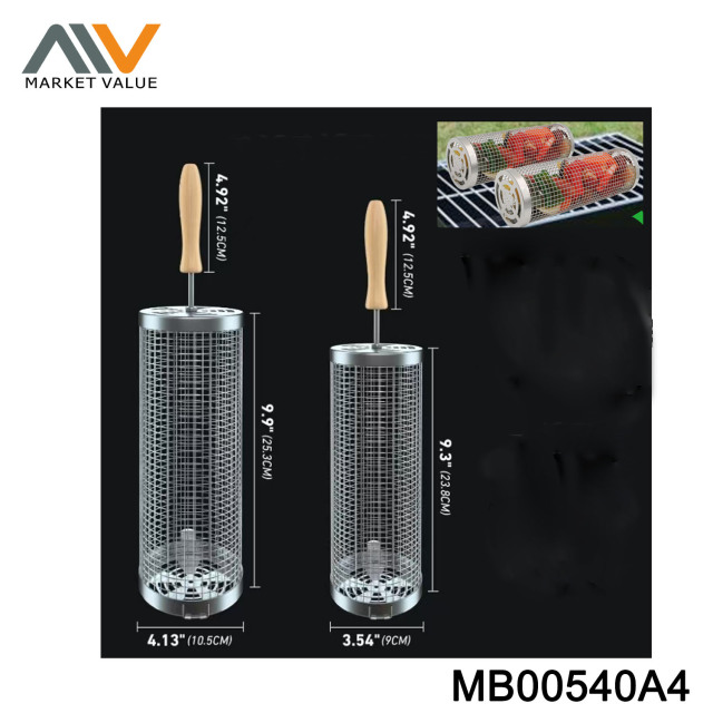 2PCS SS Rolling Grill Basket IN COLOUR BOX