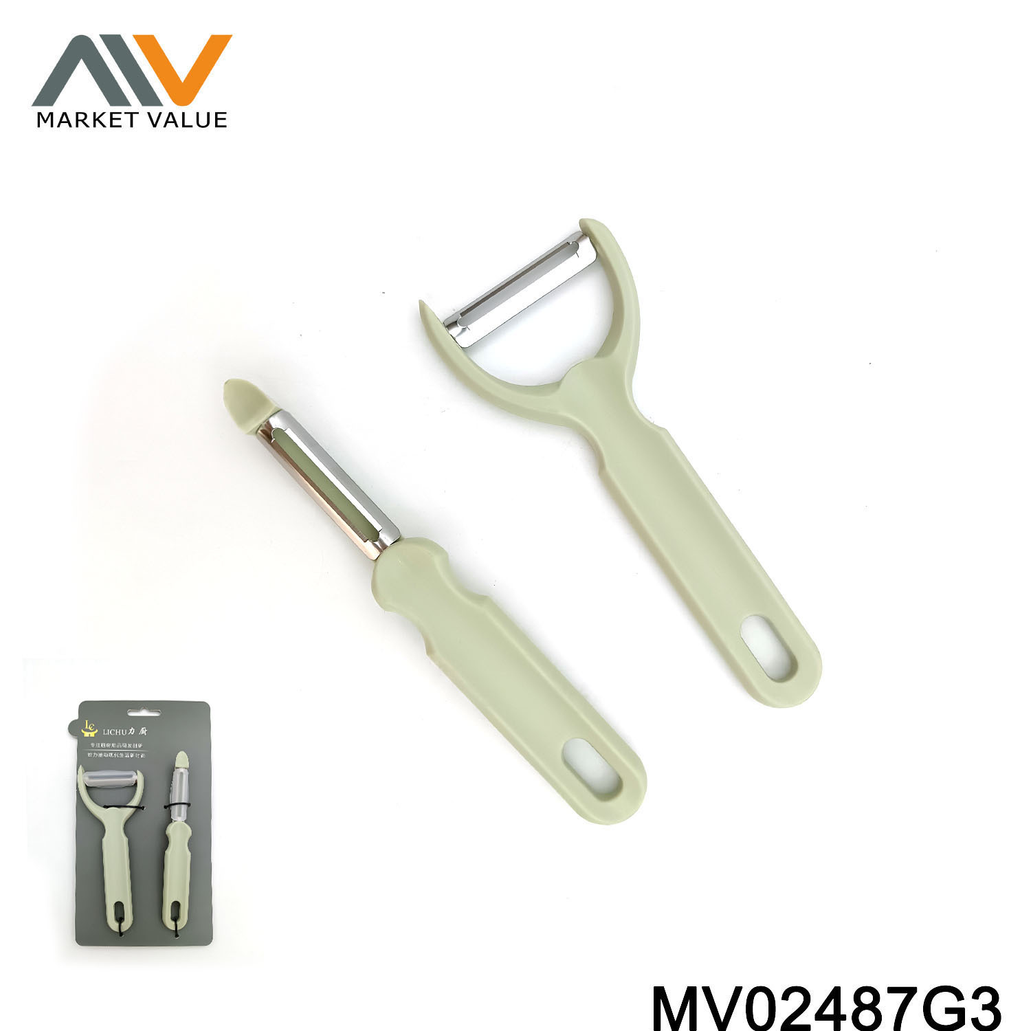2Pcs Y Shape SS Peeler Plastic Handle TC for multi size
