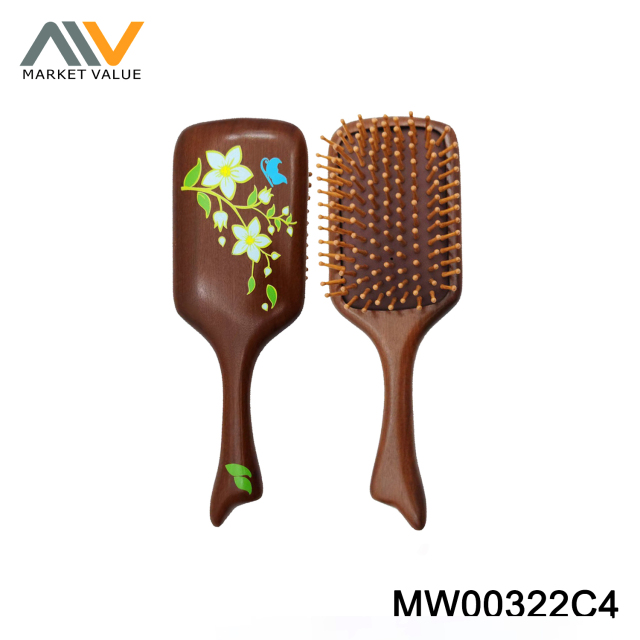 Massage Comb with Wooden Handle,PVC Hang Card