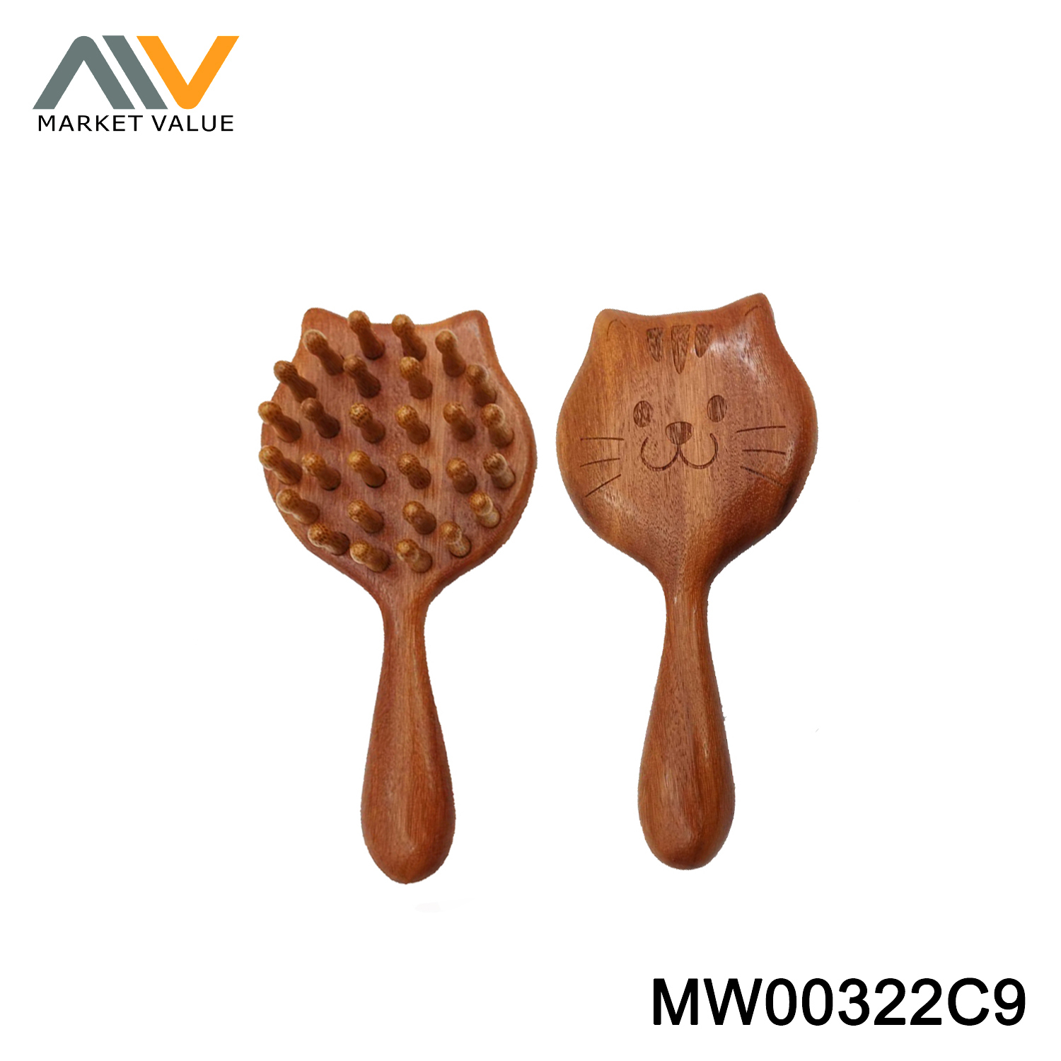 Massage Comb with Wooden Handle,PVC Hang Card