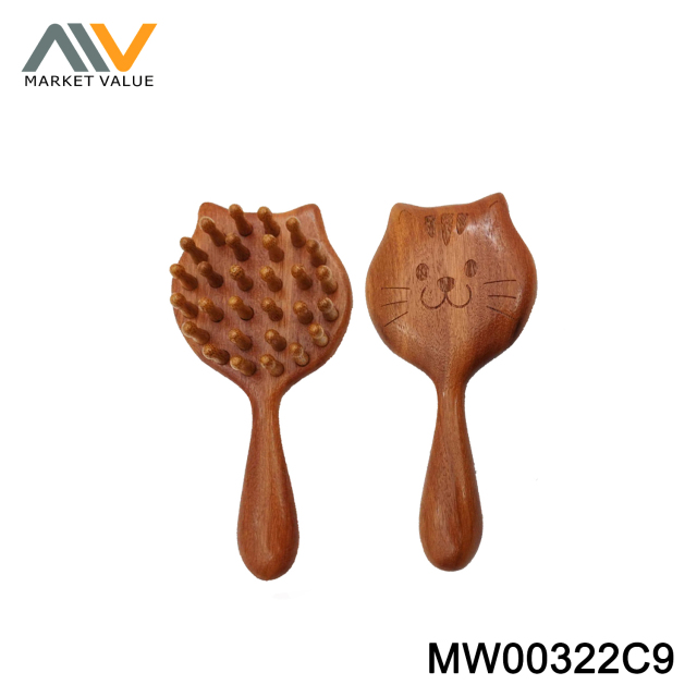 Massage Comb with Wooden Handle,PVC Hang Card