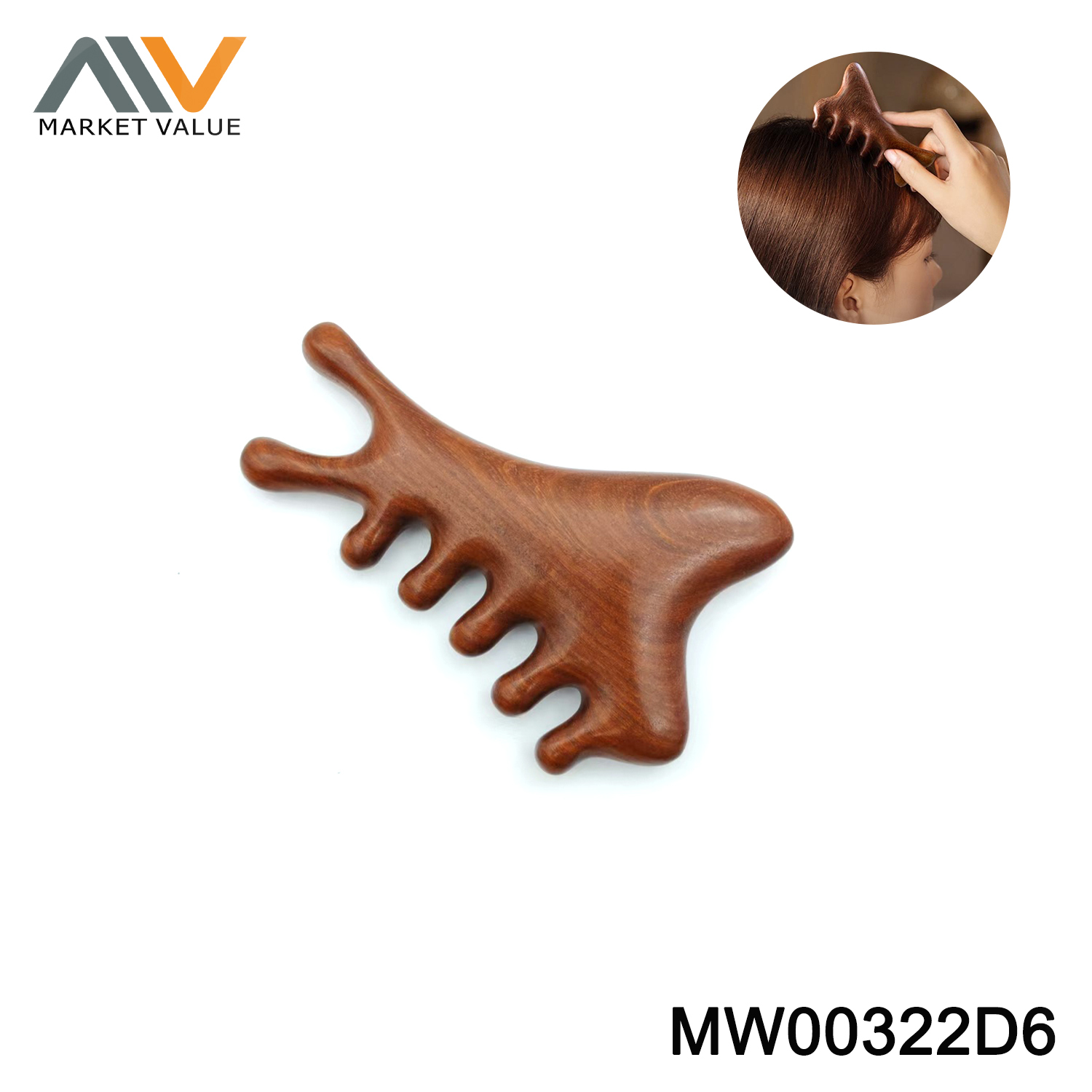 Massage Comb with Wooden Handle PVC Hang Card