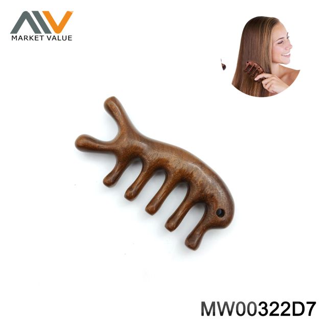 Massage Comb with Wooden Handle PVC Hang Card
