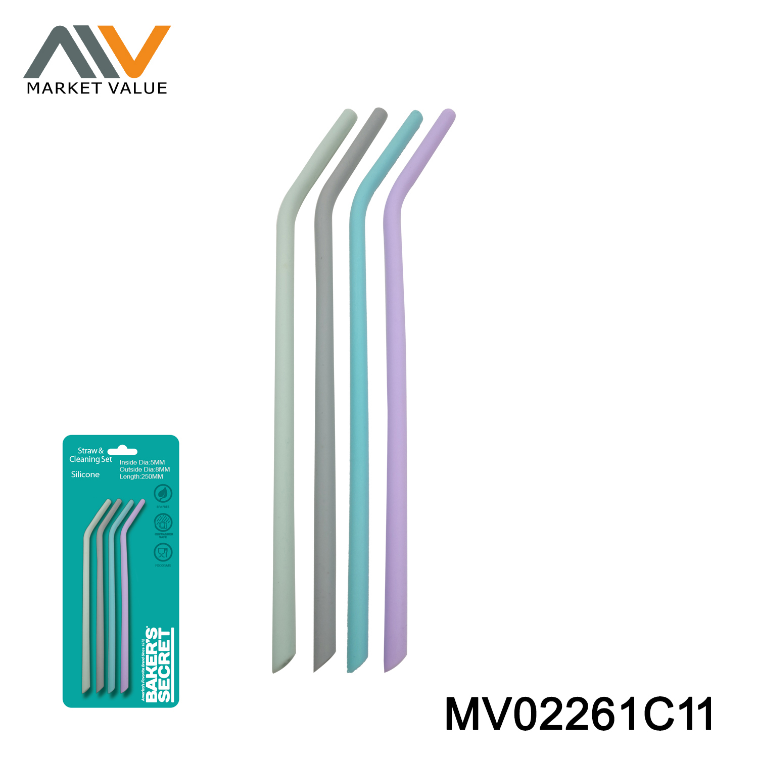 4PCS Silicone Stainless Steel Straws With Cleaning Brush