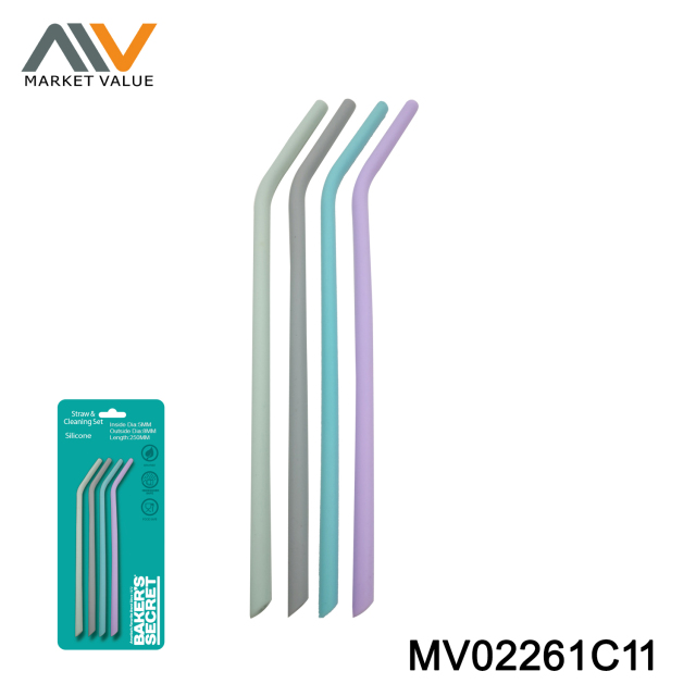 4PCS Silicone Stainless Steel Straws With Cleaning Brush