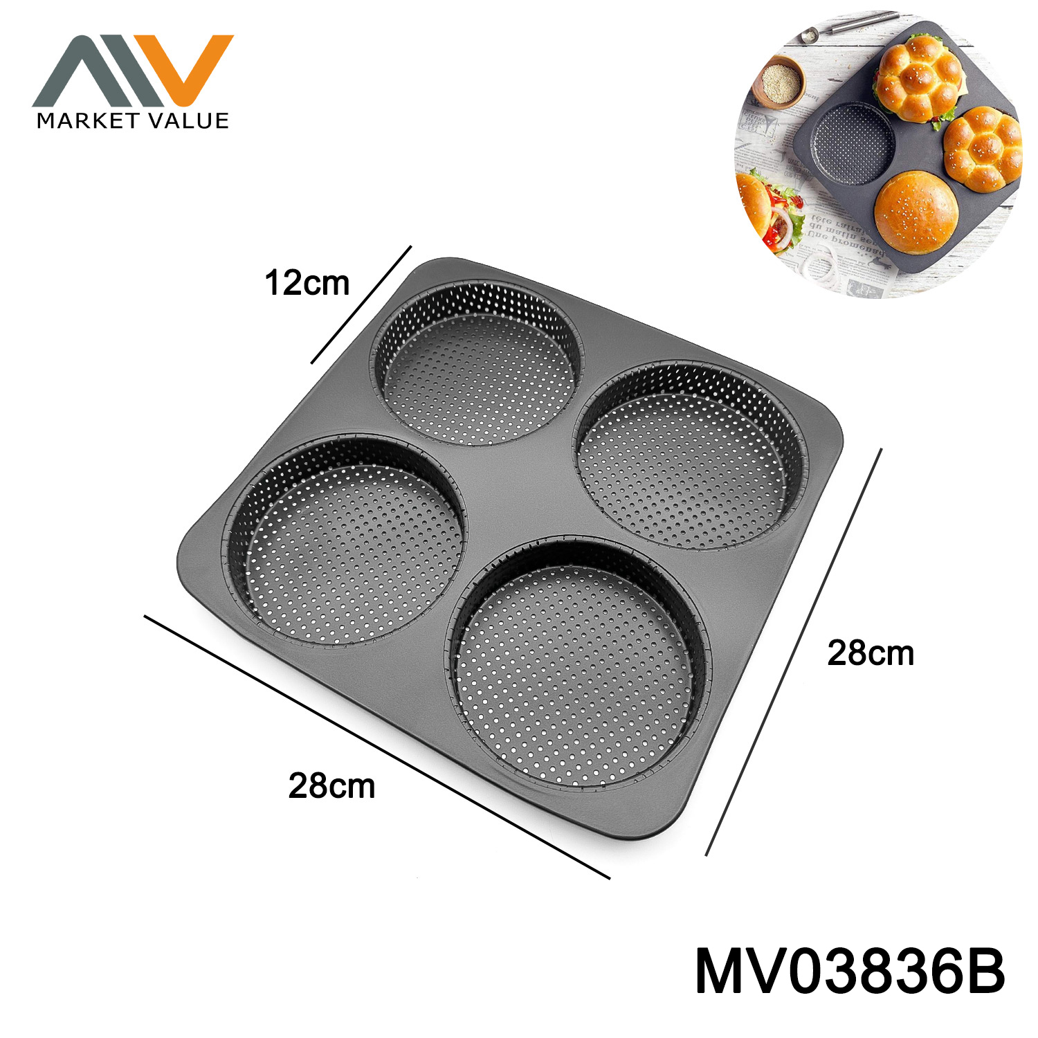 Cake Bread Hamburger Round Baking Pan