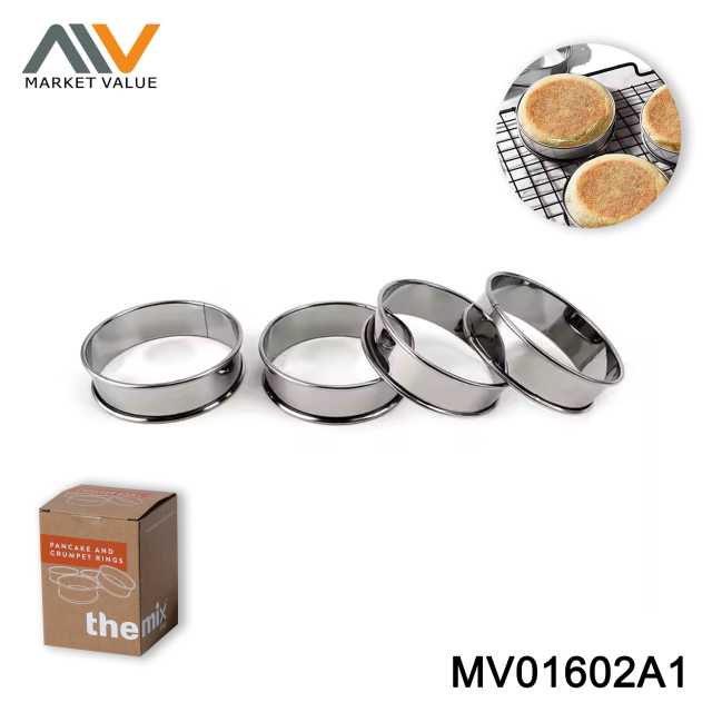 4PK SS Muffin Round Mould IN Colour Box