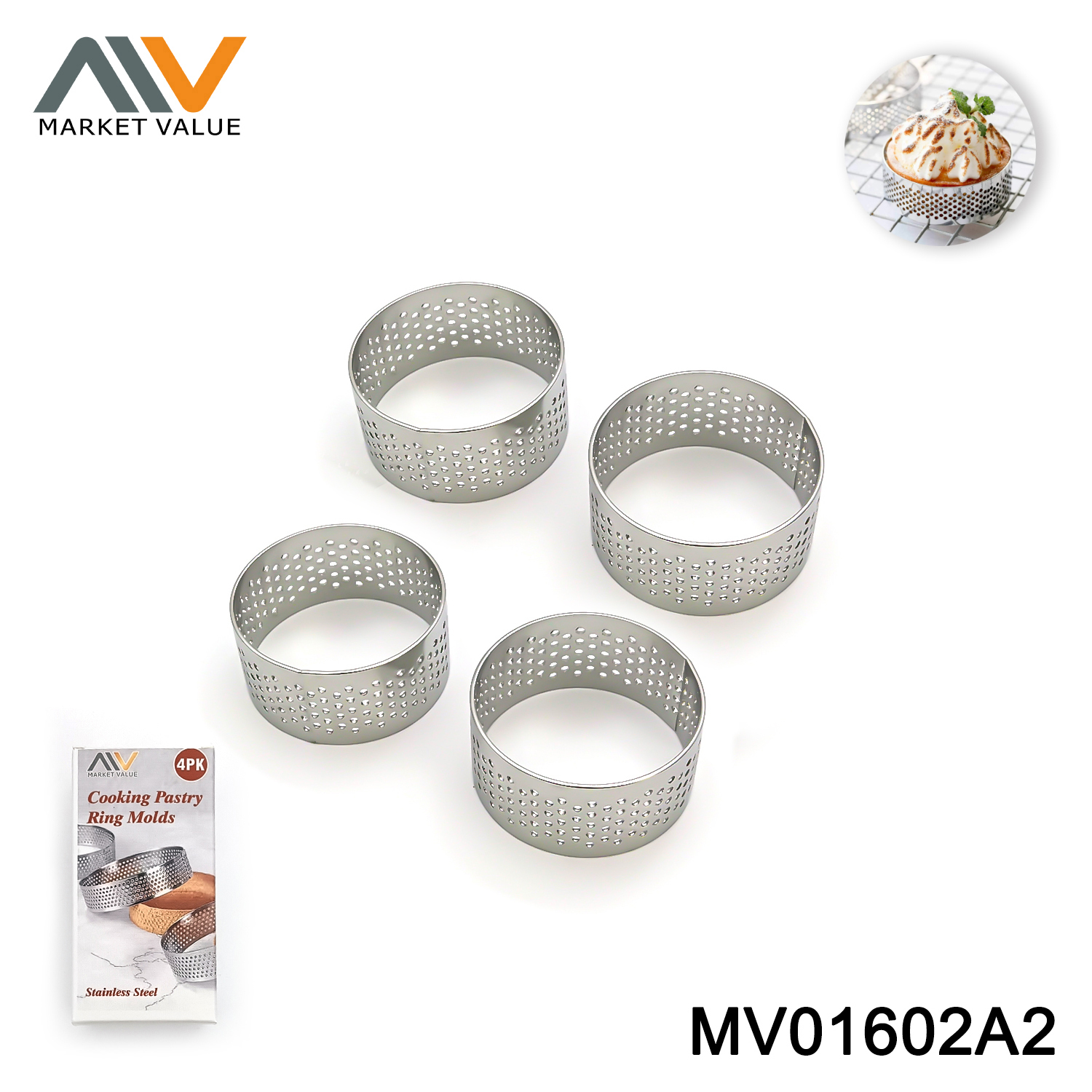 4PK SS Muffin Round Mould IN Colour Box