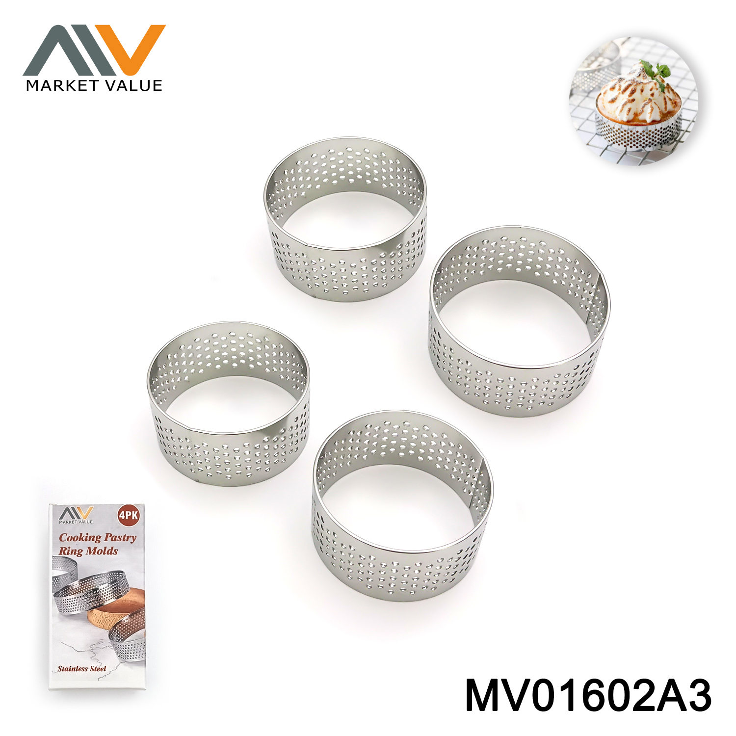 4PK SS Muffin Round Mould IN Colour Box
