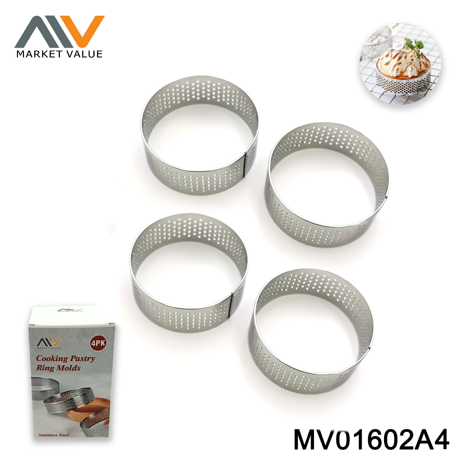 4PK SS Muffin Round Mould IN Colour Box