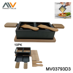 10Pcs RACLETTE SET WITH WOODEN SPATULA IN COLOR BOX