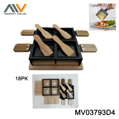 18Pcs RACLETTE SET WITH WOODEN SPATULA IN COLOR BOX