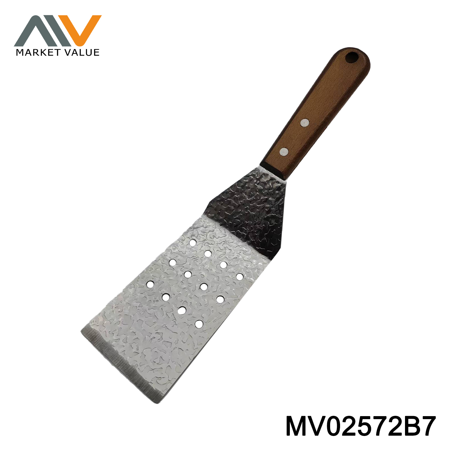 Wood Handle 3CR12 Embossed Flat-Mouth Sieve Shove