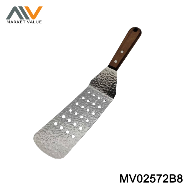 Wood Handle 3CR12 Embossed Flat-Mouth Sieve Shove