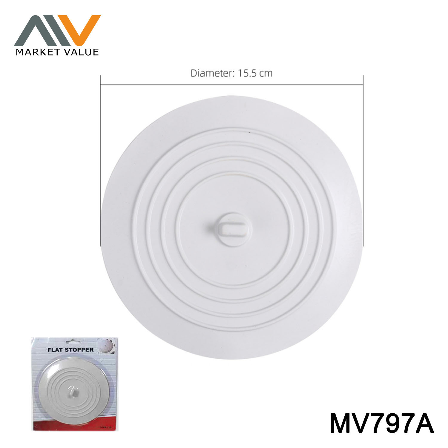 6” MULTI RUBBER SINK STOPPER B/C
