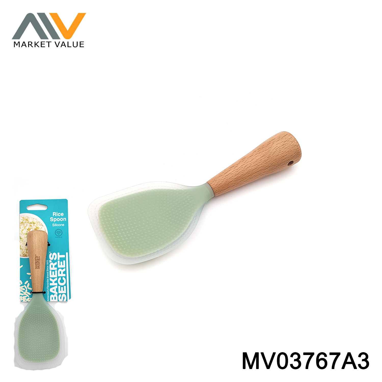 Silicone Rice Spoon With Wooden Handle,TC